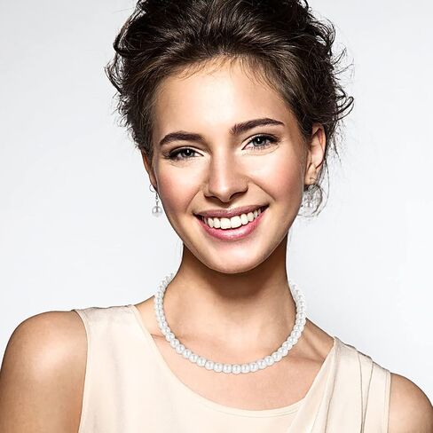 Faux Pearl Jewelry Set Simulated Pearl Necklace Bracelet Earrings for Women Girls Birthday Christmas Gift in Saudi Arabia