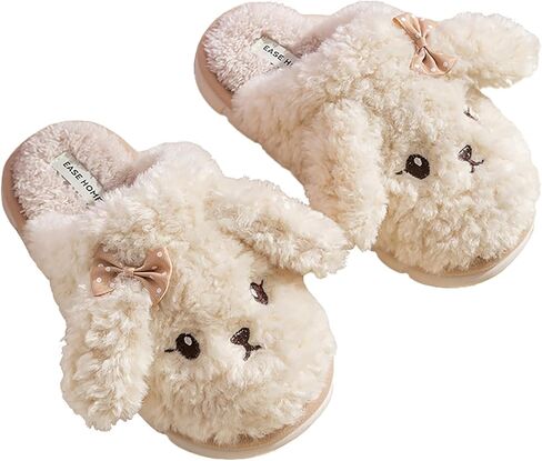 Thick Bottom Furry Slippers, Women's Winter Slippers, Autumn & Winter Couple Slippers - Cute Indoor Animal Slippers with PVC Soles, Plush Uppers. Keep your Feet Warm & Cozy! in Saudi Arabia