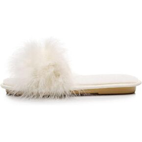 FAYUEKEY Fluffy Fur Slippers For Women Bride Bridesmaid Wedding Shoes