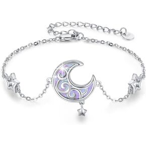CUOKA MIRACLE Moon Bracelet for Women 925 Sterling Silver Moon Phase Bracelet Moonstone Adjustable Bracelet Hypoallergenic Jewelry Gift for Girl Friends Daughter Mom in Saudi Arabia