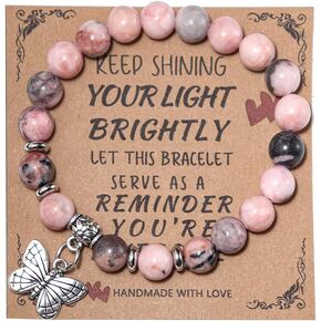 Inspirational Get Well Bracelets Stress Relief Gifts For Women Natural Stone Healing for Graduation Birthday Christmas Mothers day Valentines Gifts for Women Friends Girls Teens Mom Sister
