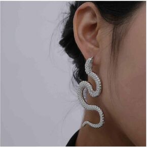 Olbye Snake Studs Earrings Long Dangle Serpent Earrings Minimalist Earrings Special Jewelry for Halloween Women and Girls