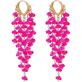 Winssigma Fringe Hoop Dangle Earrings, Long Beads Tassel Chain Earrings for Women Sparkly Chandelier Earrings in Kuwait