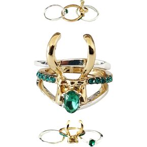 Twin Six 3-in-1 Loki Helmet Ring, Fadeless Environmentally Friendly Zinc Alloy Golden Superhero Rings, 7-9 Gift for Women, Girls in Kuwait
