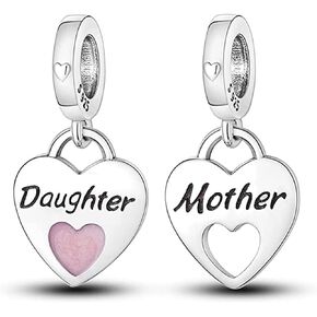 Mother's day gift charm for bracelets 925 Sterling Silver Charms Heart Love Mom Mother Daughter Son Charm Dangle Beads Charms Gifts for Women