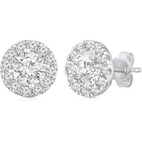 ARAIYA FINE JEWELRY 14K Yellow or White Gold Lab Grown Diamond Halo Stud Earrings (3/4 Carat - 2 Carat, D-E Color, VS Clarity) in Kuwait