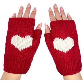 Ella Sussman Hand Knit Alpaca Heart Fingerless Short Glove Fleece Lined Winter Texting Driving Warm Bolivia in Kuwait