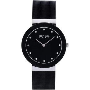 ساعة بيرينغ للنساء انالوج كوارتز سيراميك مع حزام من الفولاذ المقاوم للصدأ وكريستال الياقوت in Kuwait