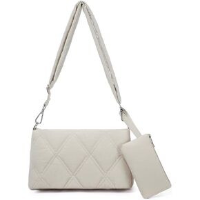 Telena Puffer Bag Quilted Crossbody Bag for Women Lightweight Cotton Padded Shoudler Handbag with Coin Purse