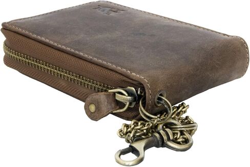 FLW Large Genuine Leather Wallet with Zip Around (zipper around) with Shark with Chain in Kuwait