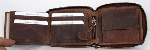 FLW Large Genuine Leather Wallet with Zip Around (zipper around) with Shark with Chain in Kuwait