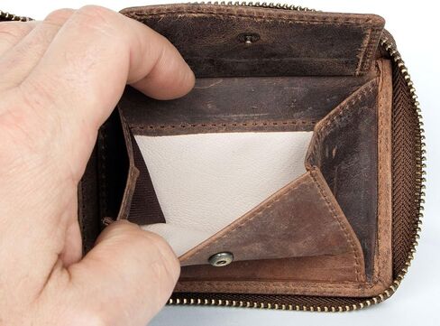 FLW Large Genuine Leather Wallet with Zip Around (zipper around) with Shark with Chain in Kuwait