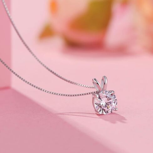 Dowos 925 Sterling Silver Dainty Necklace for Women, 18K Gold Plated Round Brilliant Cut Solitaire Pendant Necklace for Women Girls, Classic 4 Prong 20''Dainty Chain Necklace 8mm/2carat in Saudi Arabia
