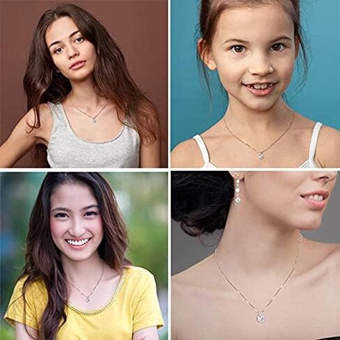 Dowos 925 Sterling Silver Dainty Necklace for Women, 18K Gold Plated Round Brilliant Cut Solitaire Pendant Necklace for Women Girls, Classic 4 Prong 20''Dainty Chain Necklace 8mm/2carat in Saudi Arabia