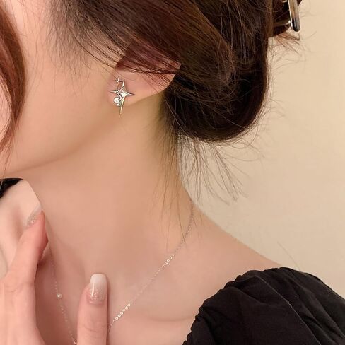 SLUYNZ 925 Sterling Silver CZ Star Earrings Studs for Women Teen Girls Cool Star Post Studs Earrings in Saudi Arabia