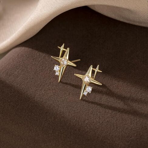 SLUYNZ 925 Sterling Silver CZ Star Earrings Studs for Women Teen Girls Cool Star Post Studs Earrings in Saudi Arabia