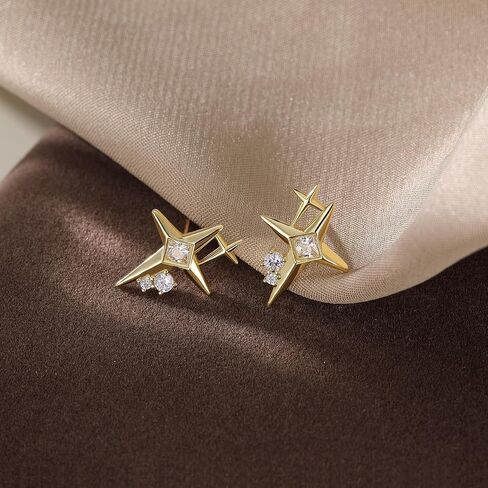 SLUYNZ 925 Sterling Silver CZ Star Earrings Studs for Women Teen Girls Cool Star Post Studs Earrings in Saudi Arabia