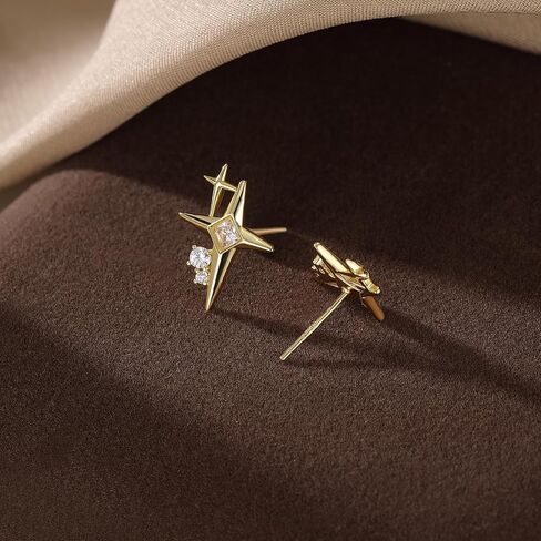 SLUYNZ 925 Sterling Silver CZ Star Earrings Studs for Women Teen Girls Cool Star Post Studs Earrings in Saudi Arabia