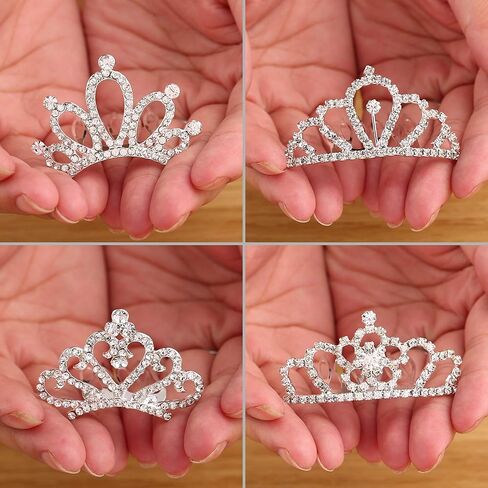 Bingcute 12Pcs Girl Princess Rhinestone Tiara Crown with Comb For Princess Party Favors tiaras and crowns for little girls in Kuwait