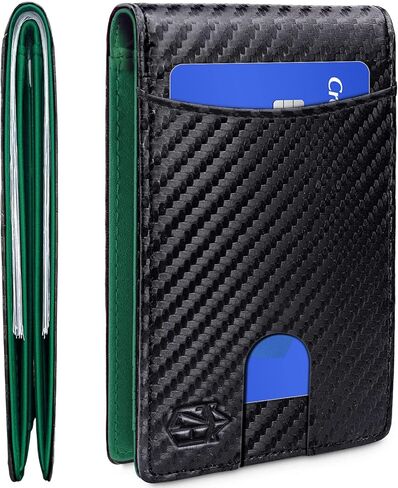 Zitahli Wallet for Men Slim with Minimalist Cash Pocket RFID Blocking Bifold Wallet Box Gift ID Window in Kuwait