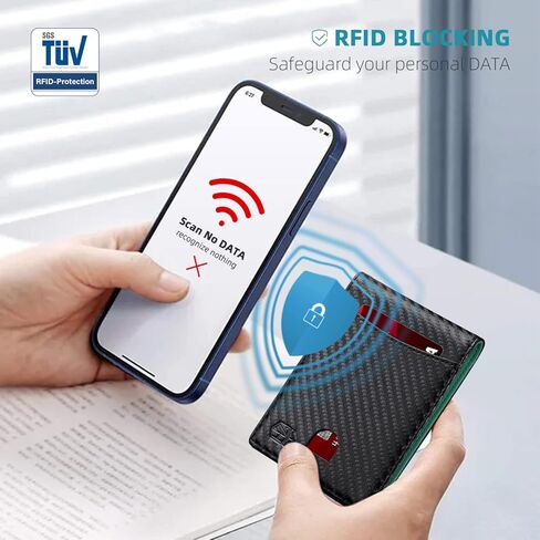 Zitahli Wallet for Men Slim with Minimalist Cash Pocket RFID Blocking Bifold Wallet Box Gift ID Window in Kuwait