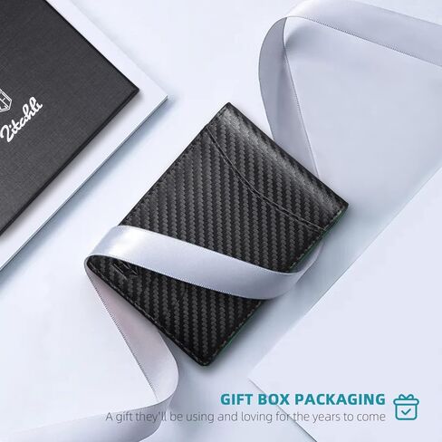 Zitahli Wallet for Men Slim with Minimalist Cash Pocket RFID Blocking Bifold Wallet Box Gift ID Window in Kuwait
