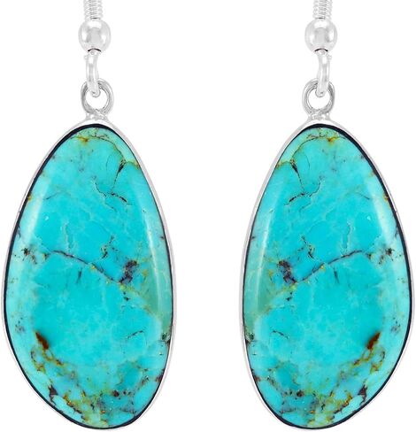 Turquoise Earrings 925 Sterling Silver & Genuine Turquoise (Choose Color) in Saudi Arabia