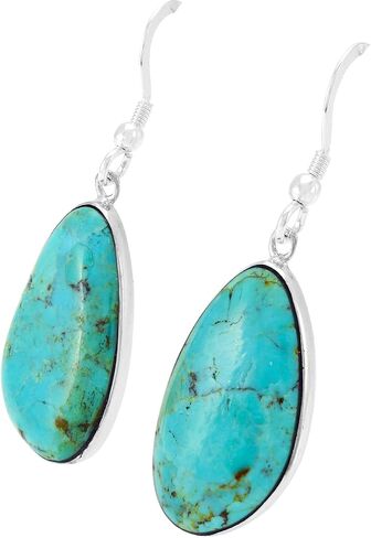 Turquoise Earrings 925 Sterling Silver & Genuine Turquoise (Choose Color) in Saudi Arabia