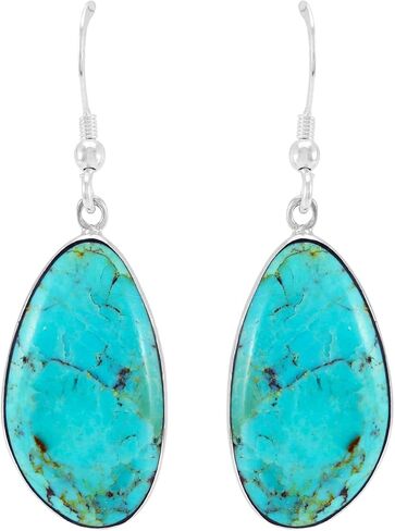 Turquoise Earrings 925 Sterling Silver & Genuine Turquoise (Choose Color) in Saudi Arabia