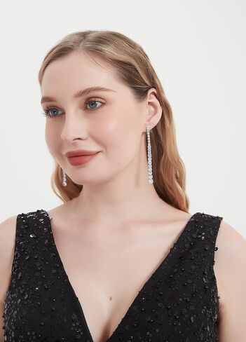 UDYLGOON Cubic Zirconia Crystal Long Dangle Statement Earrings for Women in Kuwait