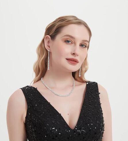 UDYLGOON Cubic Zirconia Crystal Long Dangle Statement Earrings for Women in Kuwait