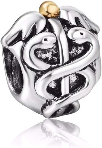 حلية الفضة كاديوس الطبية ممرضة طبيبة خرز ستيرلنج تناسب باندورا والأساور المشابهة من إيفسيتي, معدن in Kuwait