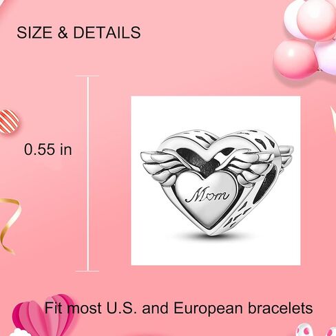 Mother's day gift charm for bracelets 925 Sterling Silver Charms Heart Love Mom Mother Daughter Son Charm Dangle Beads Charms Gifts for Women in Saudi Arabia