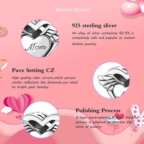 Mother's day gift charm for bracelets 925 Sterling Silver Charms Heart Love Mom Mother Daughter Son Charm Dangle Beads Charms Gifts for Women in Saudi Arabia