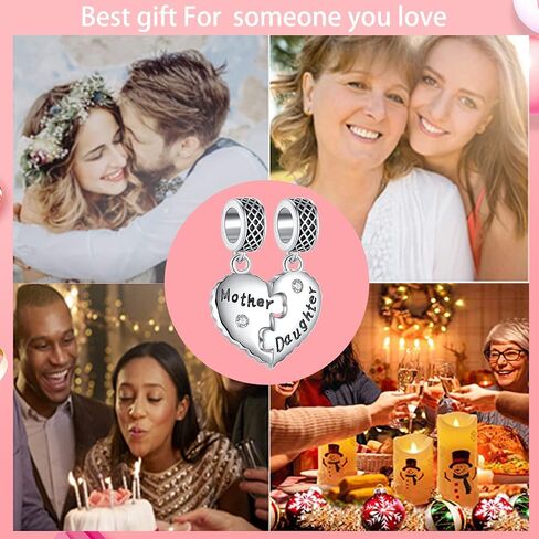 Mother's day gift charm for bracelets 925 Sterling Silver Charms Heart Love Mom Mother Daughter Son Charm Dangle Beads Charms Gifts for Women in Saudi Arabia