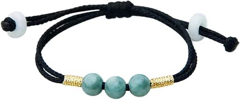 Qordelia Natural Green Jade Red Black String Bracelet Beads Jade Cuff Women Bangle Chinese Nephrite Personalized Gift for Mom Sister Gift for Her in Kuwait