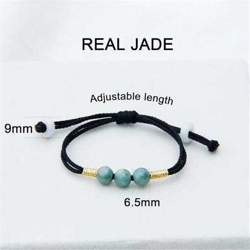 Qordelia Natural Green Jade Red Black String Bracelet Beads Jade Cuff Women Bangle Chinese Nephrite Personalized Gift for Mom Sister Gift for Her in Kuwait
