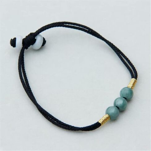 Qordelia Natural Green Jade Red Black String Bracelet Beads Jade Cuff Women Bangle Chinese Nephrite Personalized Gift for Mom Sister Gift for Her in Kuwait