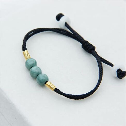 Qordelia Natural Green Jade Red Black String Bracelet Beads Jade Cuff Women Bangle Chinese Nephrite Personalized Gift for Mom Sister Gift for Her in Kuwait