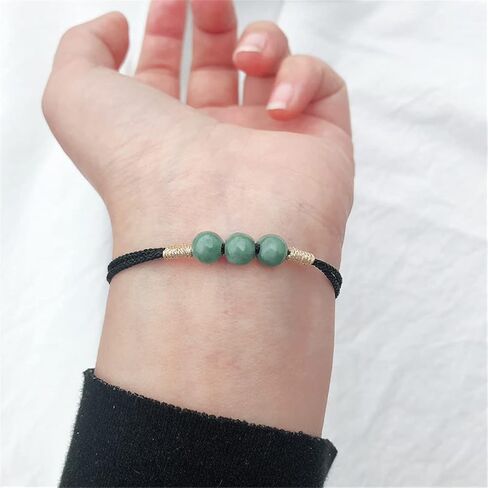 Qordelia Natural Green Jade Red Black String Bracelet Beads Jade Cuff Women Bangle Chinese Nephrite Personalized Gift for Mom Sister Gift for Her in Kuwait