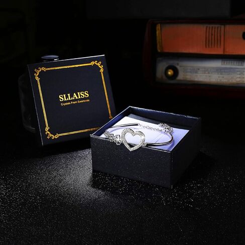 سلاس 18 قيراط ذهب أبيض مطلي نمساوي كريستال القلب سوار للنساء أربع أوراق البرسيم سوار in Kuwait
