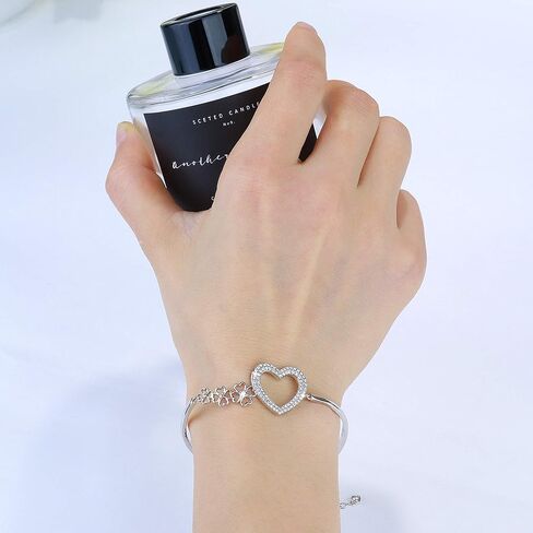 سلاس 18 قيراط ذهب أبيض مطلي نمساوي كريستال القلب سوار للنساء أربع أوراق البرسيم سوار in Kuwait