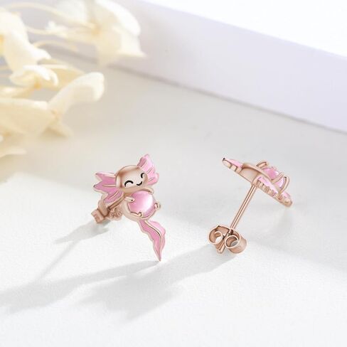 Axolotl Stud Earrings for Women 925 Sterling Silver Axolotl Earrings Hypoallergenic Animal Jewelry Gift in Saudi Arabia