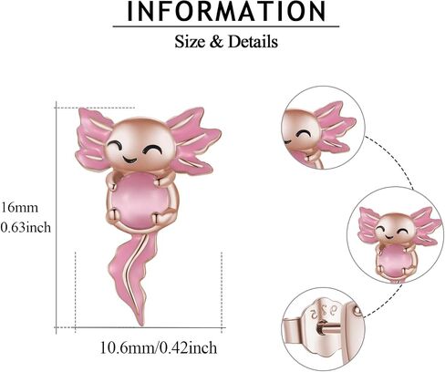 Axolotl Stud Earrings for Women 925 Sterling Silver Axolotl Earrings Hypoallergenic Animal Jewelry Gift in Saudi Arabia