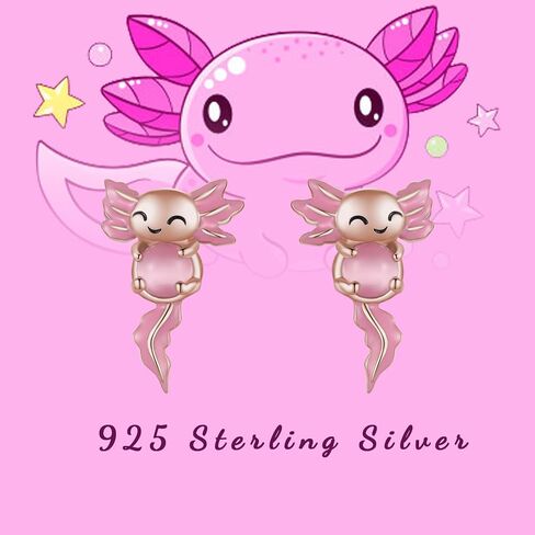 Axolotl Stud Earrings for Women 925 Sterling Silver Axolotl Earrings Hypoallergenic Animal Jewelry Gift in Saudi Arabia
