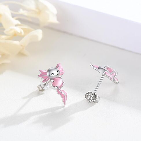 Axolotl Stud Earrings for Women 925 Sterling Silver Axolotl Earrings Hypoallergenic Animal Jewelry Gift in Saudi Arabia
