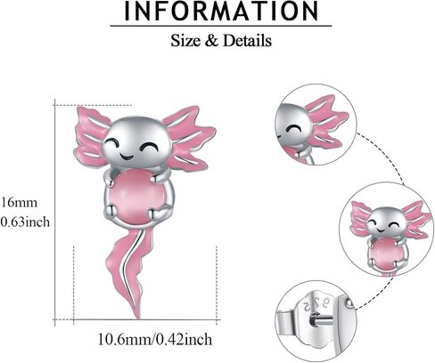 Axolotl Stud Earrings for Women 925 Sterling Silver Axolotl Earrings Hypoallergenic Animal Jewelry Gift in Saudi Arabia