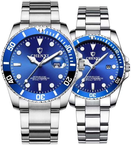 MASTOP Couple Watches Classic Golden Stainless Steel Watch His and Hers Waterproof Quartz Watch… in Saudi Arabia