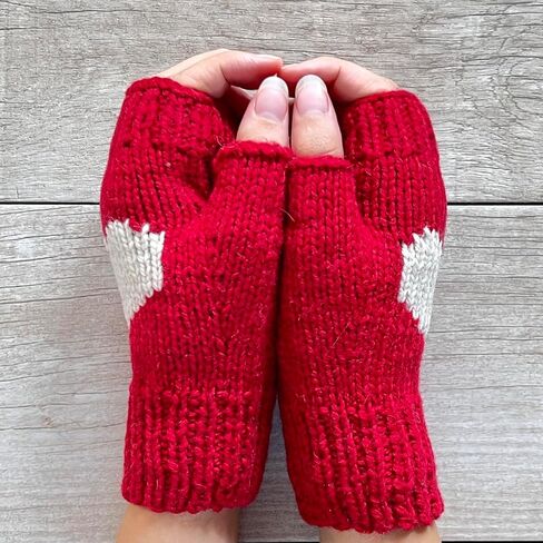 Ella Sussman Hand Knit Alpaca Heart Fingerless Short Glove Fleece Lined Winter Texting Driving Warm Bolivia in Kuwait