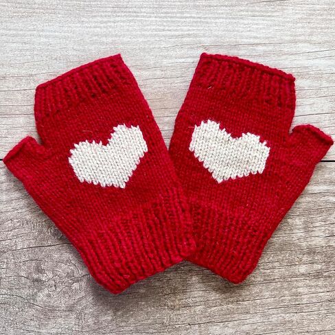 Ella Sussman Hand Knit Alpaca Heart Fingerless Short Glove Fleece Lined Winter Texting Driving Warm Bolivia in Kuwait